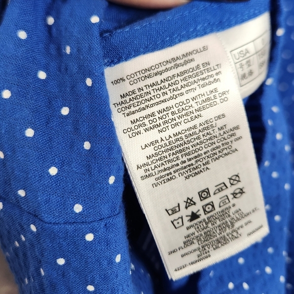 Brooks Bros Brothers Blue Polka Dot Ruffle Sleeveless Shirt Top New NWT Size 0 - Picture 7 of 12